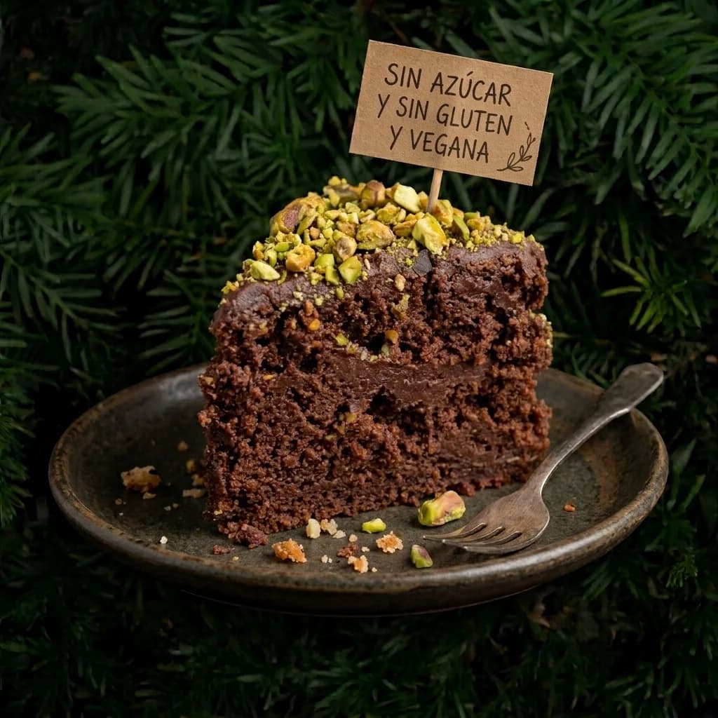 TORTA FIT CHOCO-PISTACHO (SIN AZUCAR, SIN GLUTEN, VEGANA)